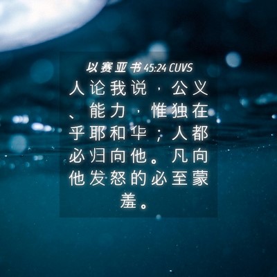 Picture 04 - 以 赛 亚 书 45:24 CUVS - 人 论 我 说 ， 公 义 、 能 力 ， 惟 - Bible Verse Picture