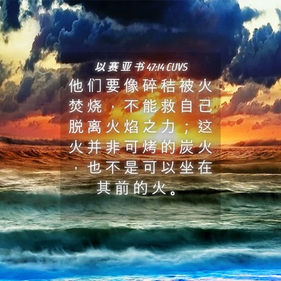 Picture 04 - 以 赛 亚 书 47:14 CUVS - 他 们 要 像 碎 秸 被 火 焚 烧 ， 不 - Bible Verse Picture