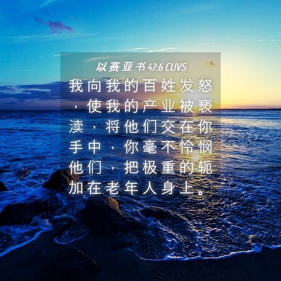 Picture 04 - 以 赛 亚 书 47:6 CUVS - 我 向 我 的 百 姓 发 怒 ， 使 我 的 - Bible Verse Picture