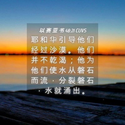 Picture 04 - 以 赛 亚 书 48:21 CUVS - 耶 和 华 引 导 他 们 经 过 沙 漠 。 - Bible Verse Picture