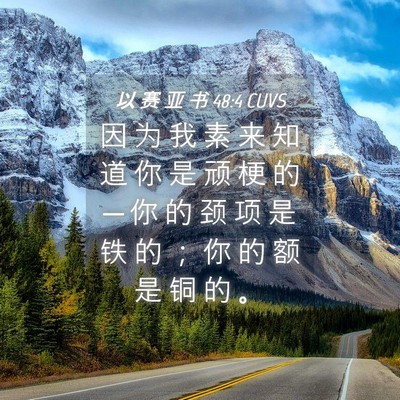 Picture 04 - 以 赛 亚 书 48:4 CUVS - 因 为 我 素 来 知 道 你 是 顽 梗 的 - Bible Verse Picture