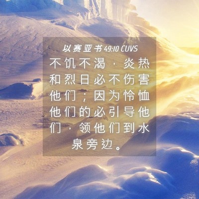 Picture 04 - 以 赛 亚 书 49:10 CUVS - 不 饥 不 渴 ， 炎 热 和 烈 日 必 不 - Bible Verse Picture