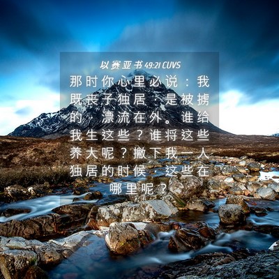 Picture 04 - 以 赛 亚 书 49:21 CUVS - 那 时 你 心 里 必 说 ： 我 既 丧 子 - Bible Verse Picture