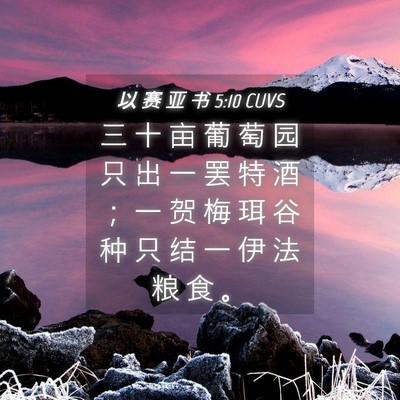 Picture 04 - 以 赛 亚 书 5:10 CUVS - 三 十 亩 葡 萄 园 只 出 一 罢 特 酒 - Bible Verse Picture