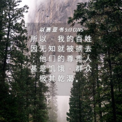 Picture 04 - 以 赛 亚 书 5:13 CUVS - 所 以 ， 我 的 百 姓 因 无 知 就 被 - Bible Verse Picture