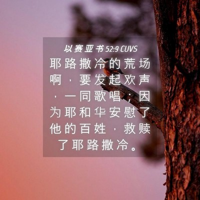 Picture 04 - 以 赛 亚 书 52:9 CUVS - 耶 路 撒 冷 的 荒 场 啊 ， 要 发 起 - Bible Verse Picture