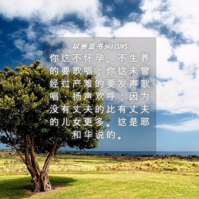 Picture 04 - 以 赛 亚 书 54:1 CUVS - 你 这 不 怀 孕 、 不 生 养 的 要 歌 - Bible Verse Picture