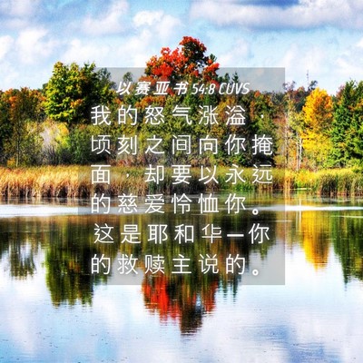 Picture 04 - 以 赛 亚 书 54:8 CUVS - 我 的 怒 气 涨 溢 ， 顷 刻 之 间 向 - Bible Verse Picture
