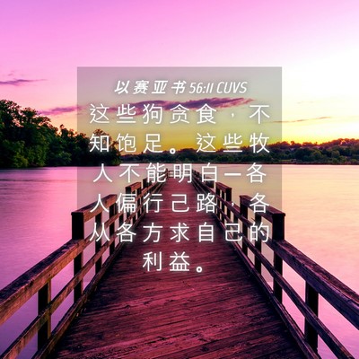 Picture 04 - 以 赛 亚 书 56:11 CUVS - 这 些 狗 贪 食 ， 不 知 饱 足 。 这 - Bible Verse Picture