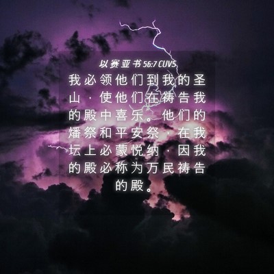 Picture 04 - 以 赛 亚 书 56:7 CUVS - 我 必 领 他 们 到 我 的 圣 山 ， 使 - Bible Verse Picture