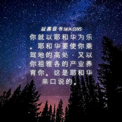 Picture 04 - 以 赛 亚 书 58:14 CUVS - 你 就 以 耶 和 华 为 乐 。 耶 和 华 - Bible Verse Picture