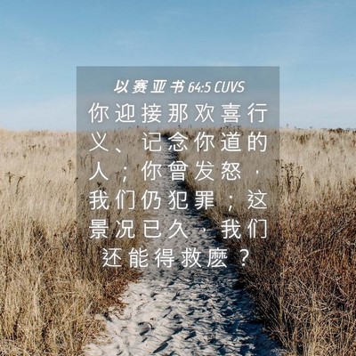 Picture 04 - 以 赛 亚 书 64:5 CUVS - 你 迎 接 那 欢 喜 行 义 、 记 念 你 - Bible Verse Picture