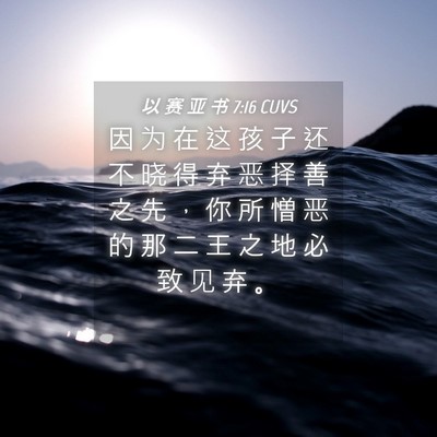 Picture 04 - 以 赛 亚 书 7:16 CUVS - 因 为 在 这 孩 子 还 不 晓 得 弃 恶 - Bible Verse Picture