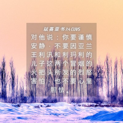 Picture 04 - 以 赛 亚 书 7:4 CUVS - 对 他 说 ： 你 要 谨 慎 安 静 ， 不 - Bible Verse Picture