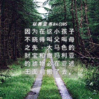 Picture 04 - 以 赛 亚 书 8:4 CUVS - 因 为 在 这 小 孩 子 不 晓 得 叫 父 - Bible Verse Picture