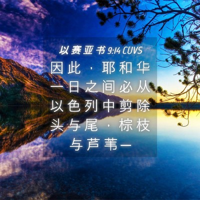 Picture 04 - 以 赛 亚 书 9:14 CUVS - 因 此 ， 耶 和 华 一 日 之 间 必 从 - Bible Verse Picture