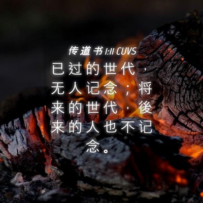 Picture 04 - 传 道 书 1:11 CUVS - 已 过 的 世 代 ， 无 人 记 念 ； 将 - Bible Verse Picture