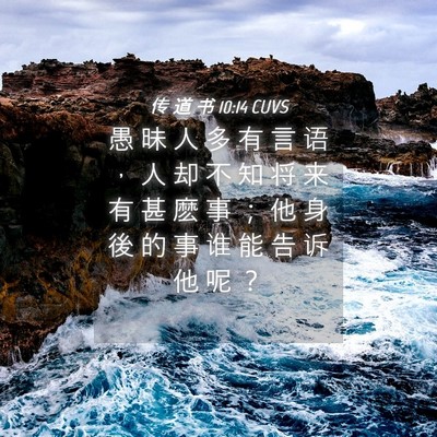Picture 04 - 传 道 书 10:14 CUVS - 愚 昧 人 多 有 言 语 ， 人 却 不 知 - Bible Verse Picture