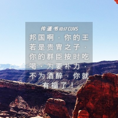 Picture 04 - 传 道 书 10:17 CUVS - 邦 国 啊 ， 你 的 王 若 是 贵 胄 之 - Bible Verse Picture