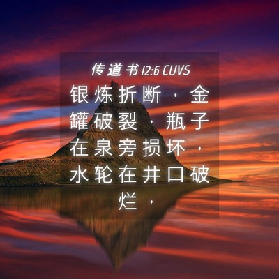 Picture 04 - 传 道 书 12:6 CUVS - 银 炼 折 断 ， 金 罐 破 裂 ， 瓶 子 - Bible Verse Picture