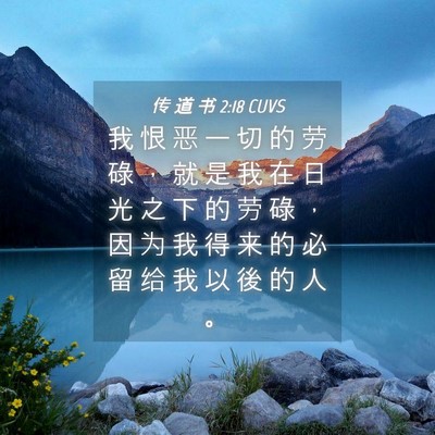 Picture 04 - 传 道 书 2:18 CUVS - 我 恨 恶 一 切 的 劳 碌 ， 就 是 我 - Bible Verse Picture