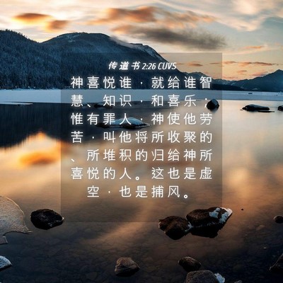 Picture 04 - 传 道 书 2:26 CUVS - 神 喜 悦 谁 ， 就 给 谁 智 慧 、 知 - Bible Verse Picture