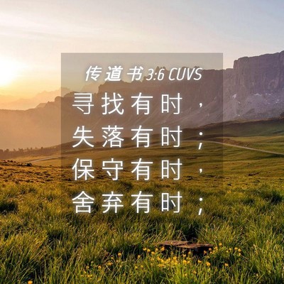 Picture 04 - 传 道 书 3:6 CUVS - 寻 找 有 时 ， 失 落 有 时 ； 保 守 - Bible Verse Picture