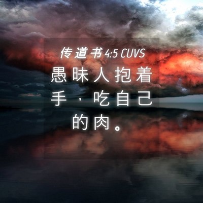 Picture 04 - 传 道 书 4:5 CUVS - 愚 昧 人 抱 着 手 ， 吃 自 己 的 肉 - Bible Verse Picture