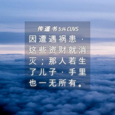 Picture 04 - 传 道 书 5:14 CUVS - 因 遭 遇 祸 患 ， 这 些 资 财 就 消 - Bible Verse Picture