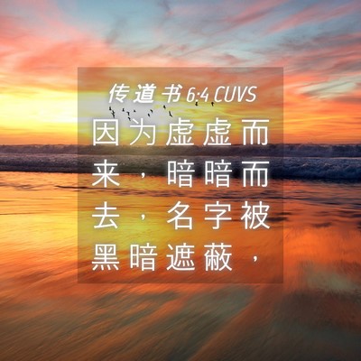 Picture 04 - 传 道 书 6:4 CUVS - 因 为 虚 虚 而 来 ， 暗 暗 而 去 ， - Bible Verse Picture