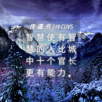 Picture 04 - 传 道 书 7:19 CUVS - 智 慧 使 有 智 慧 的 人 比 城 中 十 - Bible Verse Picture