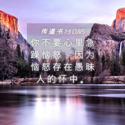 Picture 04 - 传 道 书 7:9 CUVS - 你 不 要 心 里 急 躁 恼 怒 ， 因 为 - Bible Verse Picture