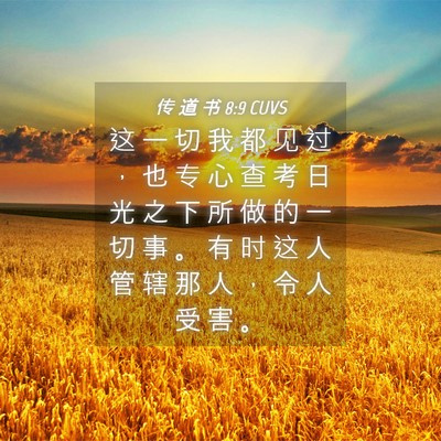 Picture 04 - 传 道 书 8:9 CUVS - 这 一 切 我 都 见 过 ， 也 专 心 查 - Bible Verse Picture