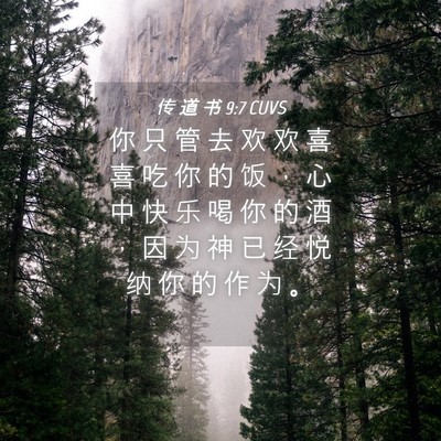 Picture 04 - 传 道 书 9:7 CUVS - 你 只 管 去 欢 欢 喜 喜 吃 你 的 饭 - Bible Verse Picture