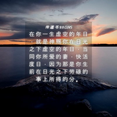 Picture 04 - 传 道 书 9:9 CUVS - 在 你 一 生 虚 空 的 年 日 ， 就 是 - Bible Verse Picture