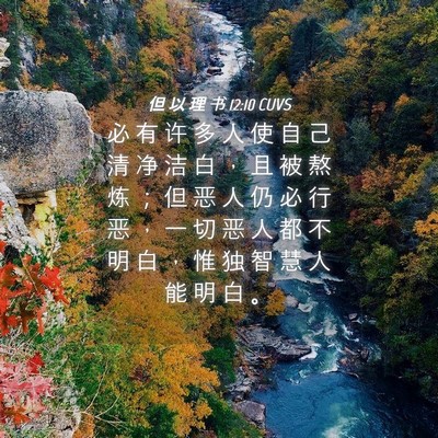 Picture 04 - 但 以 理 书 12:10 CUVS - 必 有 许 多 人 使 自 己 清 净 洁 白 - Bible Verse Picture