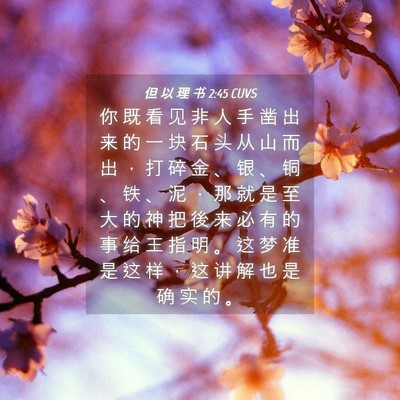 Picture 04 - 但 以 理 书 2:45 CUVS - 你 既 看 见 非 人 手 凿 出 来 的 一 - Bible Verse Picture