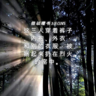 Picture 04 - 但 以 理 书 3:21 CUVS - 这 三 人 穿 着 裤 子 、 内 袍 、 外 - Bible Verse Picture