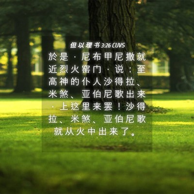 Picture 04 - 但 以 理 书 3:26 CUVS - 於 是 ， 尼 布 甲 尼 撒 就 近 烈 火 - Bible Verse Picture