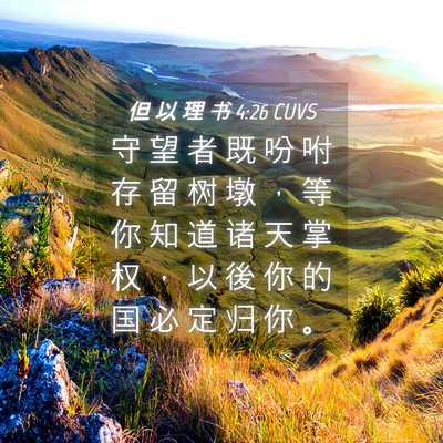 Picture 04 - 但 以 理 书 4:26 CUVS - 守 望 者 既 吩 咐 存 留 树 墩 ， 等 - Bible Verse Picture