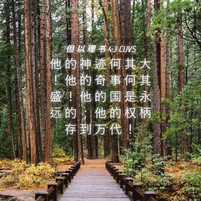 Picture 04 - 但 以 理 书 4:3 CUVS - 他 的 神 迹 何 其 大 ！ 他 的 奇 事 - Bible Verse Picture
