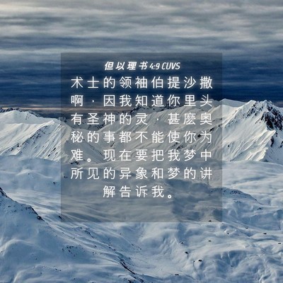 Picture 04 - 但 以 理 书 4:9 CUVS - 术 士 的 领 袖 伯 提 沙 撒 啊 ， 因 - Bible Verse Picture