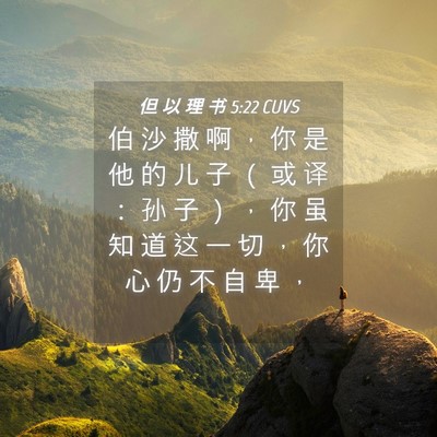Picture 04 - 但 以 理 书 5:22 CUVS - 伯 沙 撒 啊 ， 你 是 他 的 儿 子 （ - Bible Verse Picture