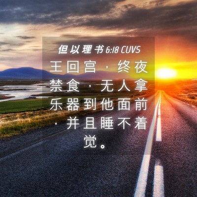 Picture 04 - 但 以 理 书 6:18 CUVS - 王 回 宫 ， 终 夜 禁 食 ， 无 人 拿 - Bible Verse Picture