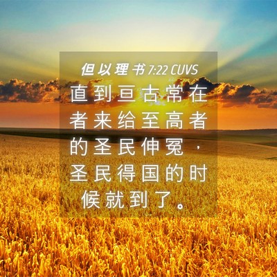 Picture 04 - 但 以 理 书 7:22 CUVS - 直 到 亘 古 常 在 者 来 给 至 高 者 - Bible Verse Picture