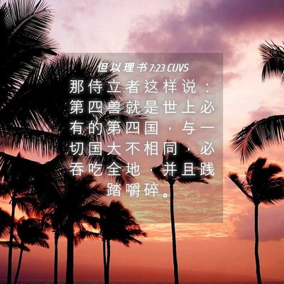 Picture 04 - 但 以 理 书 7:23 CUVS - 那 侍 立 者 这 样 说 ： 第 四 兽 就 - Bible Verse Picture
