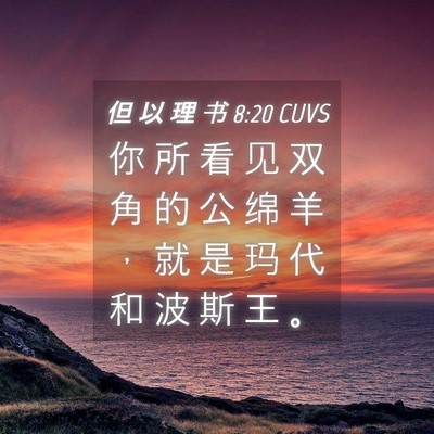 Picture 04 - 但 以 理 书 8:20 CUVS - 你 所 看 见 双 角 的 公 绵 羊 ， 就 - Bible Verse Picture