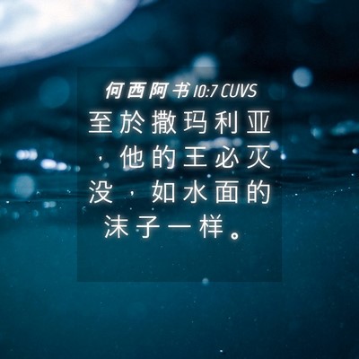Picture 04 - 何 西 阿 书 10:7 CUVS - 至 於 撒 玛 利 亚 ， 他 的 王 必 灭 - Bible Verse Picture