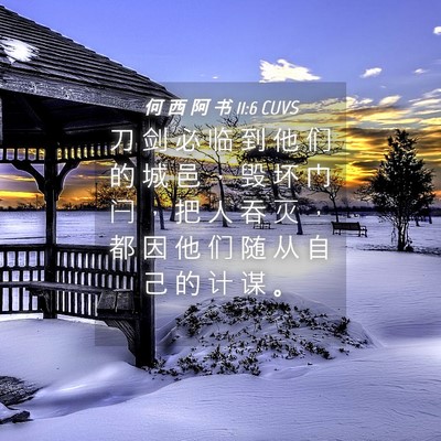 Picture 04 - 何 西 阿 书 11:6 CUVS - 刀 剑 必 临 到 他 们 的 城 邑 ， 毁 - Bible Verse Picture