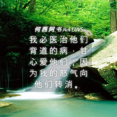 Picture 04 - 何 西 阿 书 14:4 CUVS - 我 必 医 治 他 们 背 道 的 病 ， 甘 - Bible Verse Picture